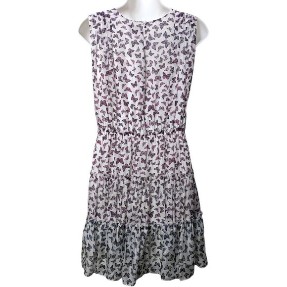 CAMI NYC Egle Tiered Butterfly Print Silk Dress M - Picture 8 of 12